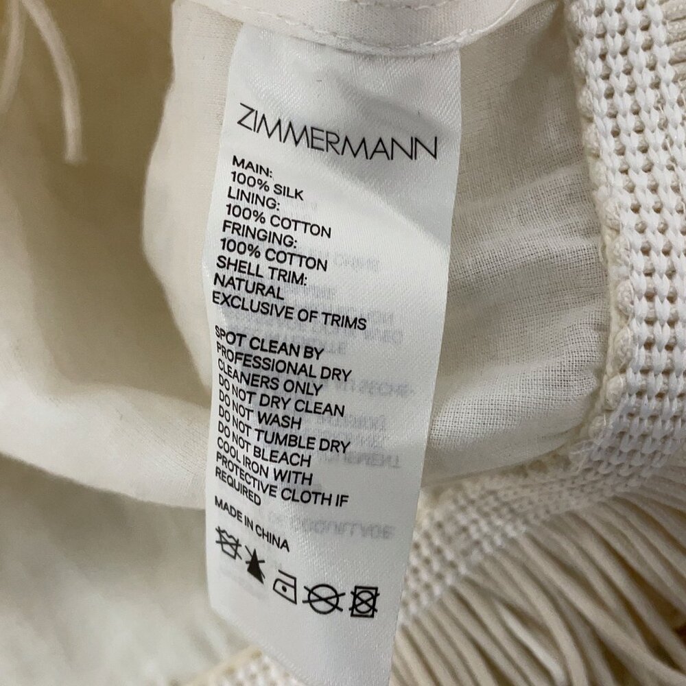 Zimmermann Wavelength Fringed Bodice Top Ivory Size AU 0 US 4 NEW NWT - Picture 12 of 16